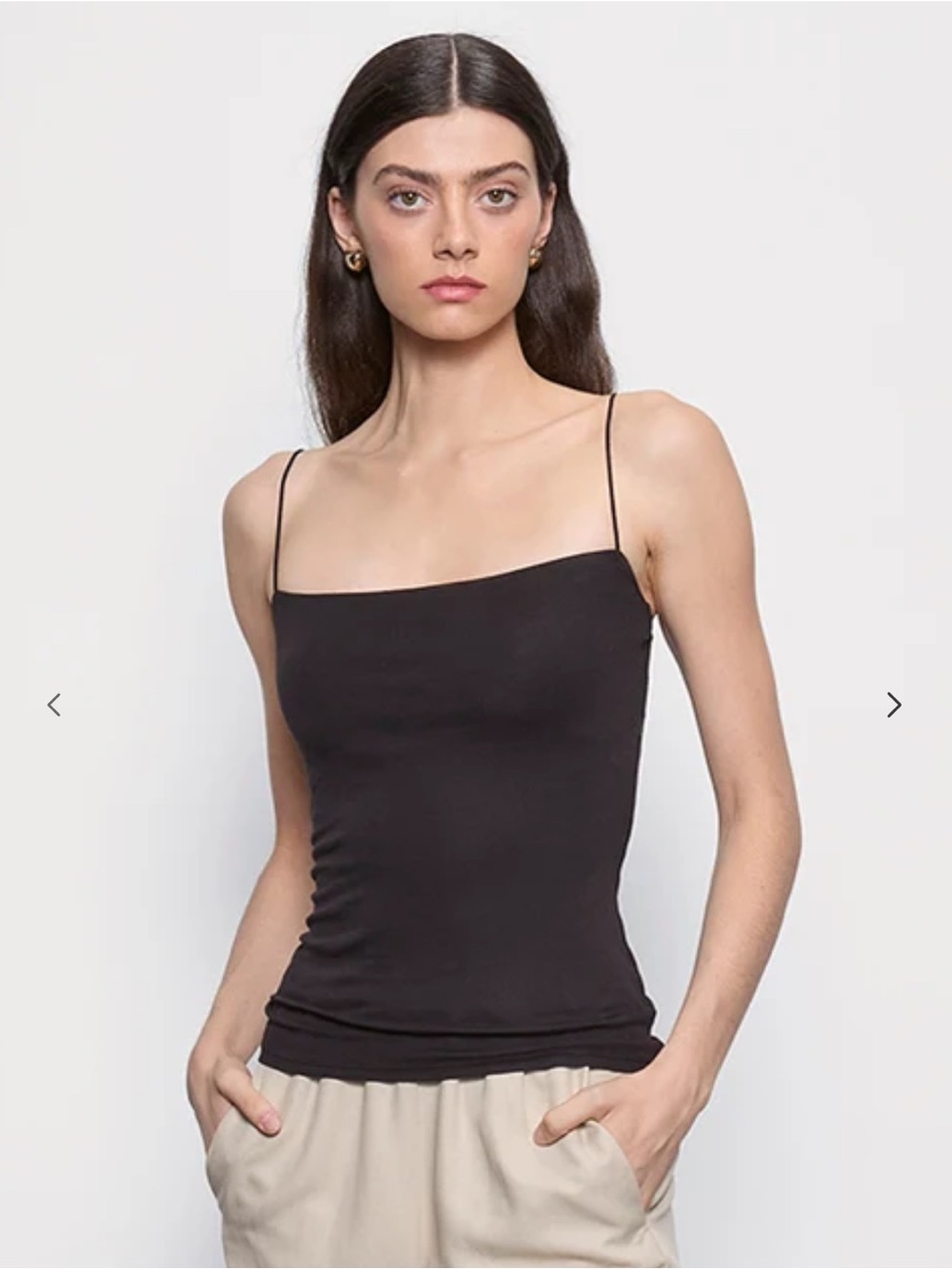 Enza Costa Black Slim Spaghetti Strap Camisole